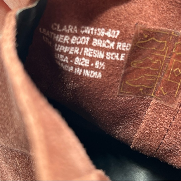 Crevo Clara Sz 8.5 Leather Suede Ankle Booties Brick Red Boots - Picture 10 of 13